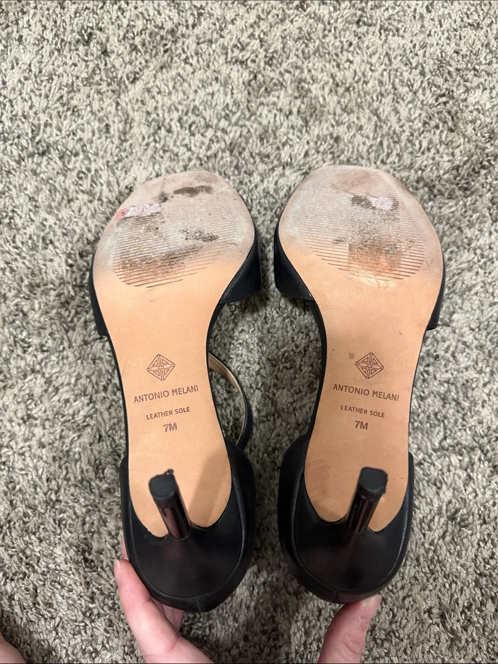 ANTONIO MELANI Black Leather Crisscross Open-Toe Heels